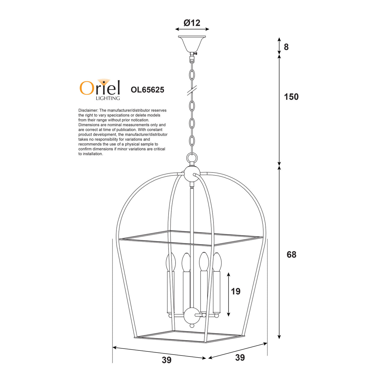 Langdon Black 4 Light Metal Chandelier