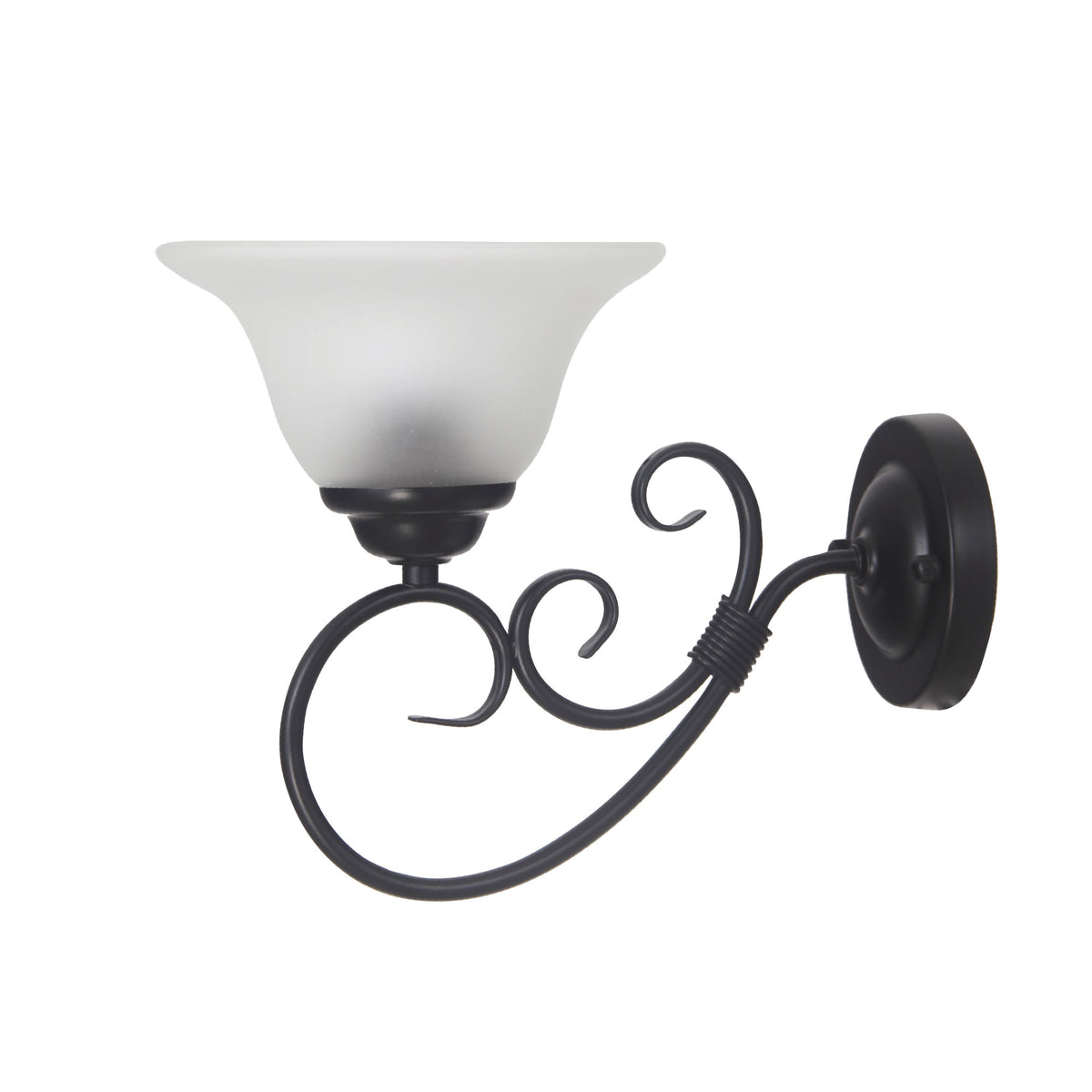 Gaston II Wall Light Black Traditional Frost Wall Light
