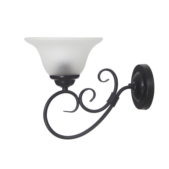 Gaston II Wall Light Black Traditional Frost Wall Light