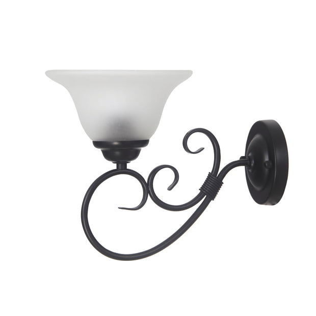 Gaston II Wall Light Black Traditional Frost Wall Light
