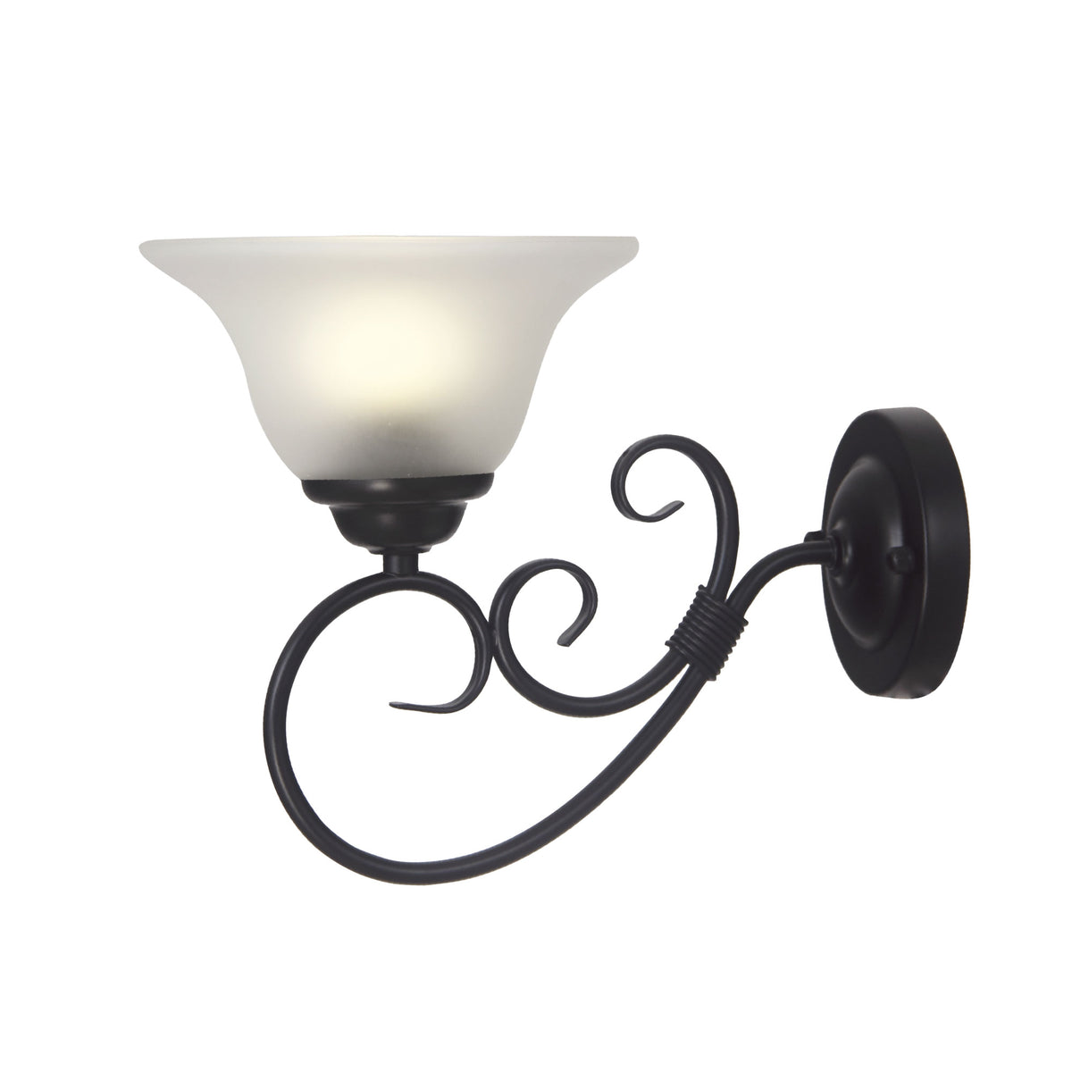 Gaston II Black & Frost Glass Traditional Wall Light