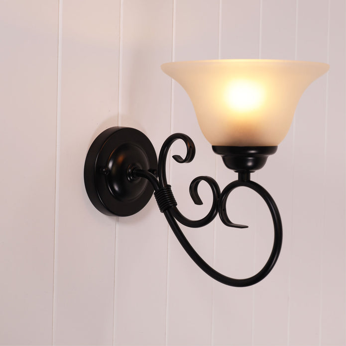 Gaston II Black & Frost Glass Traditional Wall Light
