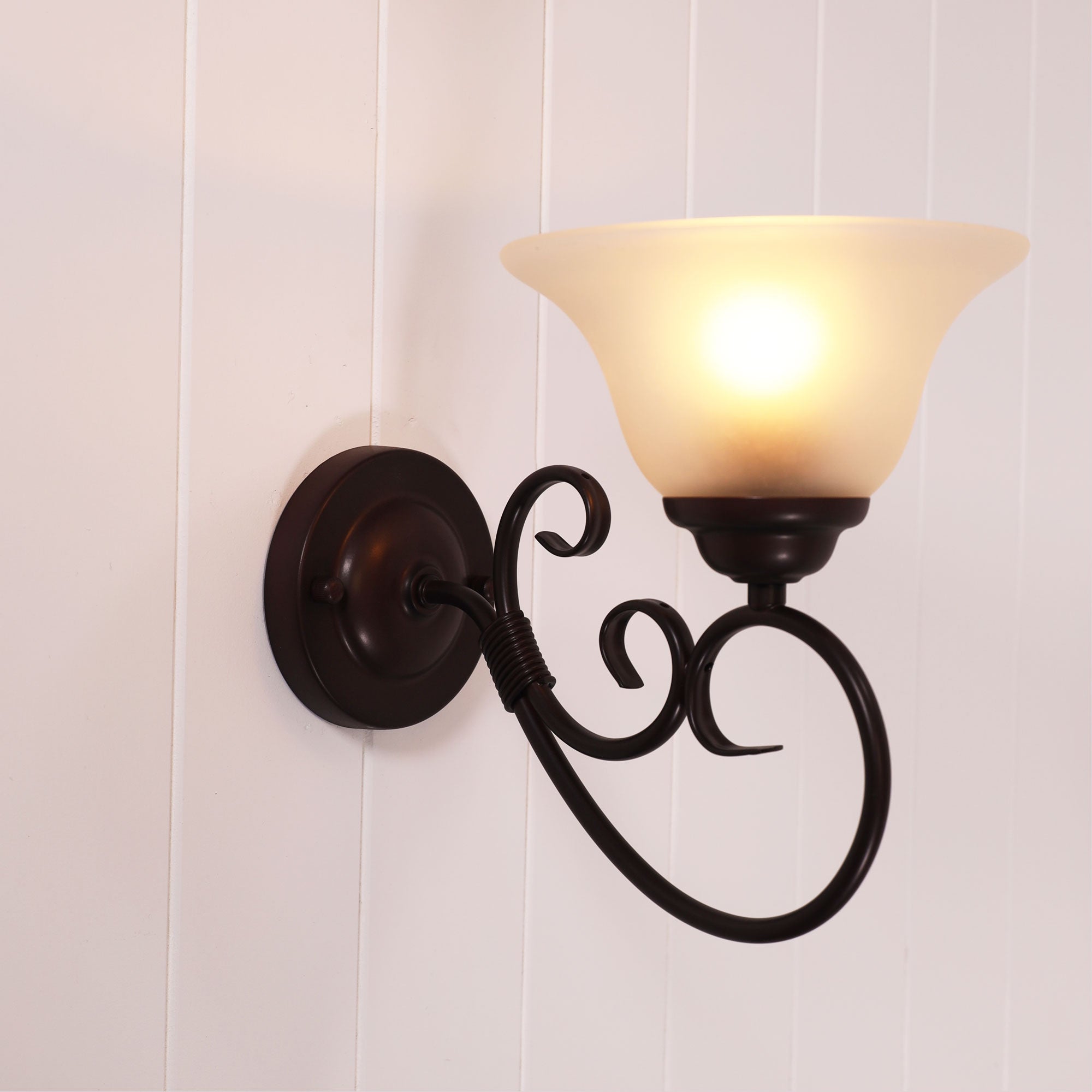 Gaston.II  Bronze & Frost Glass Traditional Wall Light