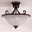Gaston II Bronze & Frost Glass 3 Light Traditional Ctc Semi-flush Pendant