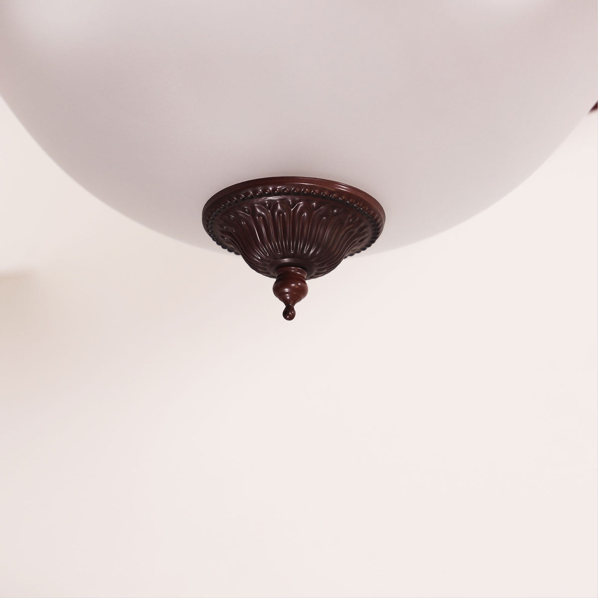 Gaston II Bronze & Frost Glass 3 Light Traditional Ctc Semi-flush Pendant