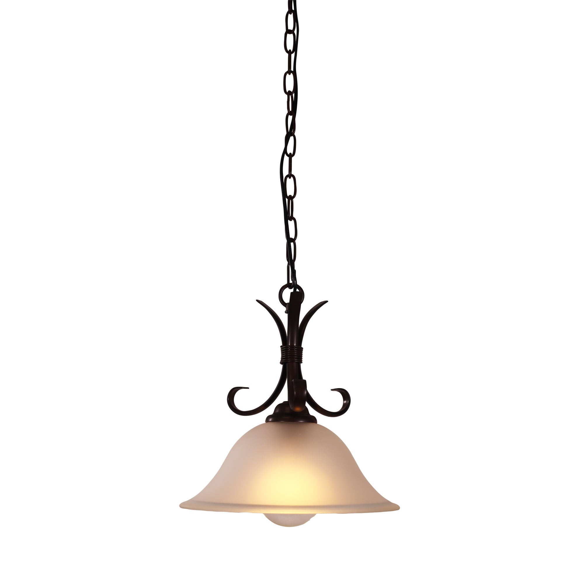 Gaston.II  Bronze & Frost Glass 1 Light Traditional Pendant