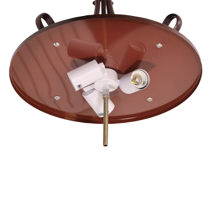 Gaston II Bronze & Frost Glass 3 Light Single Traditional Pendant