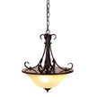 Gaston II Bronze & Frost Glass 3 Light Single Traditional Pendant