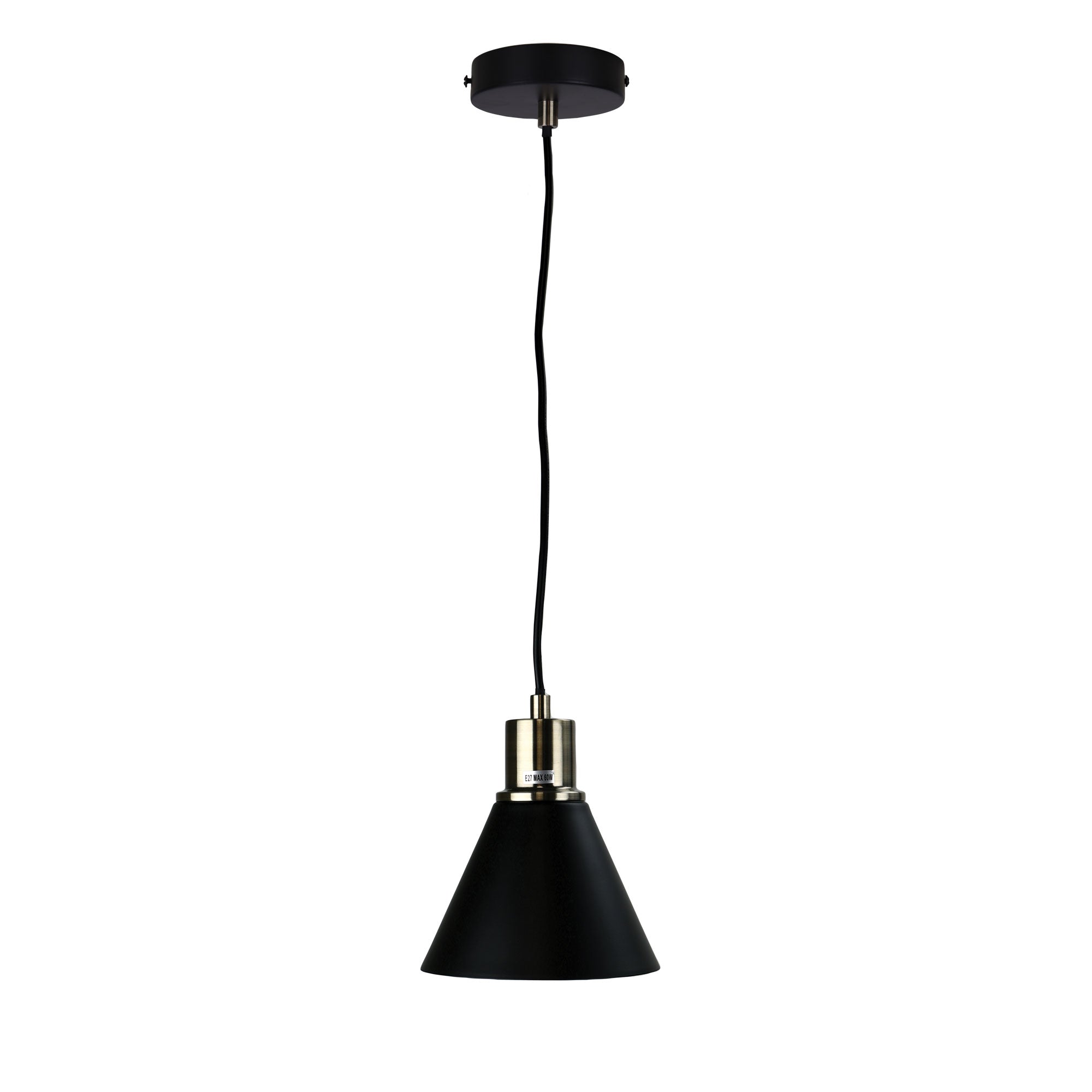 Como Black And Antique Brass Single Pendant