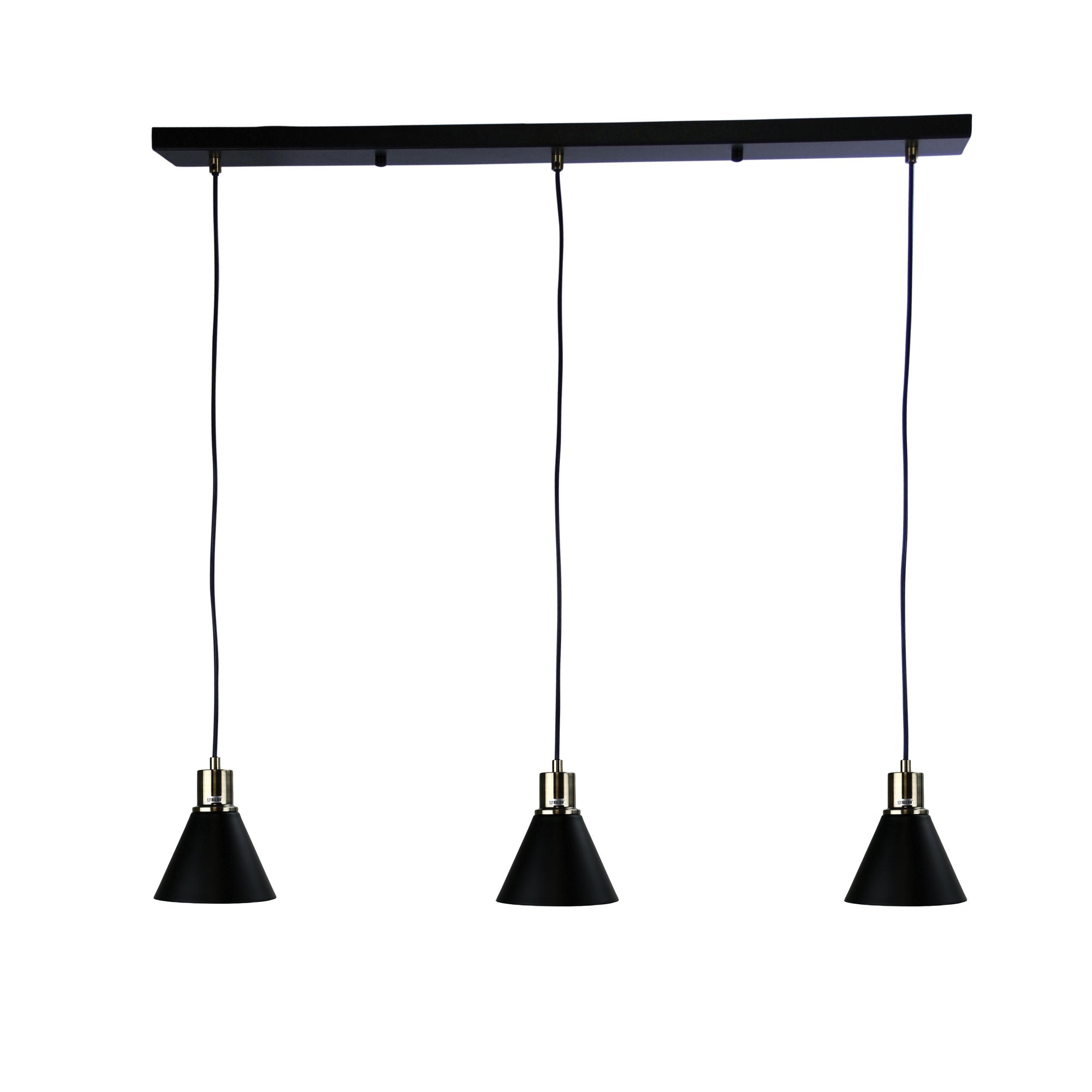 Como 3 Light Black And Antique Brass 3 Light Bar Pendant
