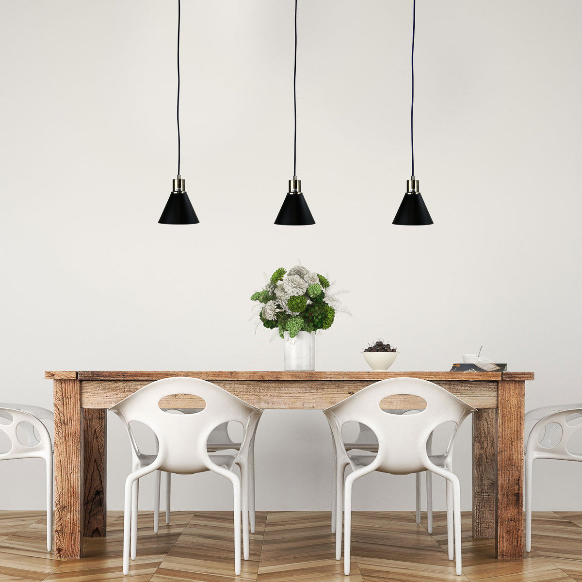 Como Black And Antique Brass 3 Light Bar Pendant