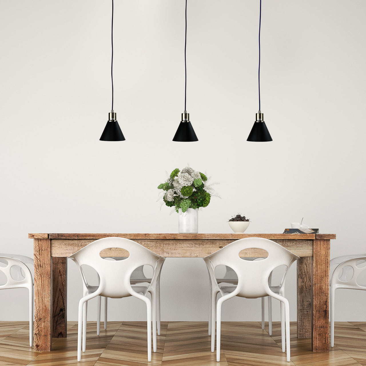 Como Black And Antique Brass 3 Light Bar Pendant