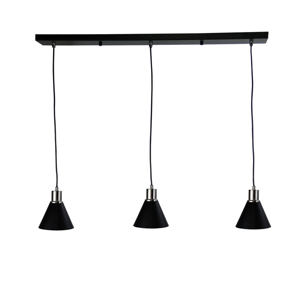 Como 3 Light Black And Brushed Chrome 3 Light Bar Pendant