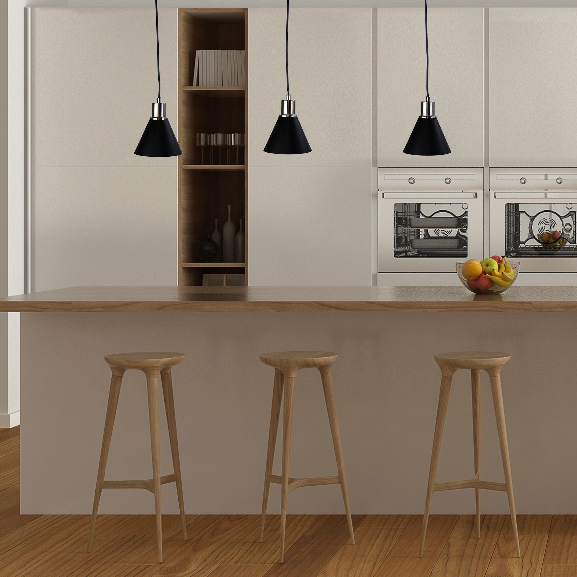 Como Black And Brushed Chrome 3 Light Bar Pendant