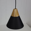 Trigo 20 Black & Timber Stylish Conical White Pendant