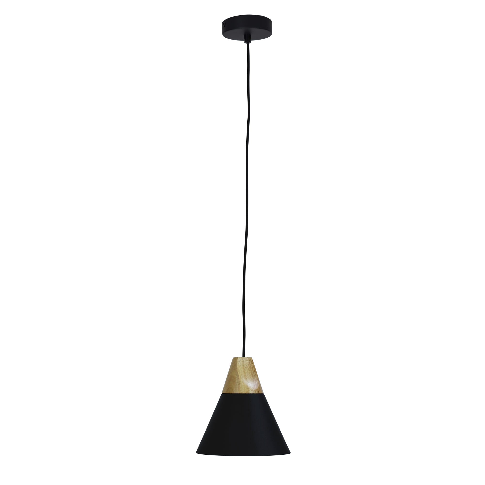 Trigo.20 Black & Timber Stylish Conical White Pendant