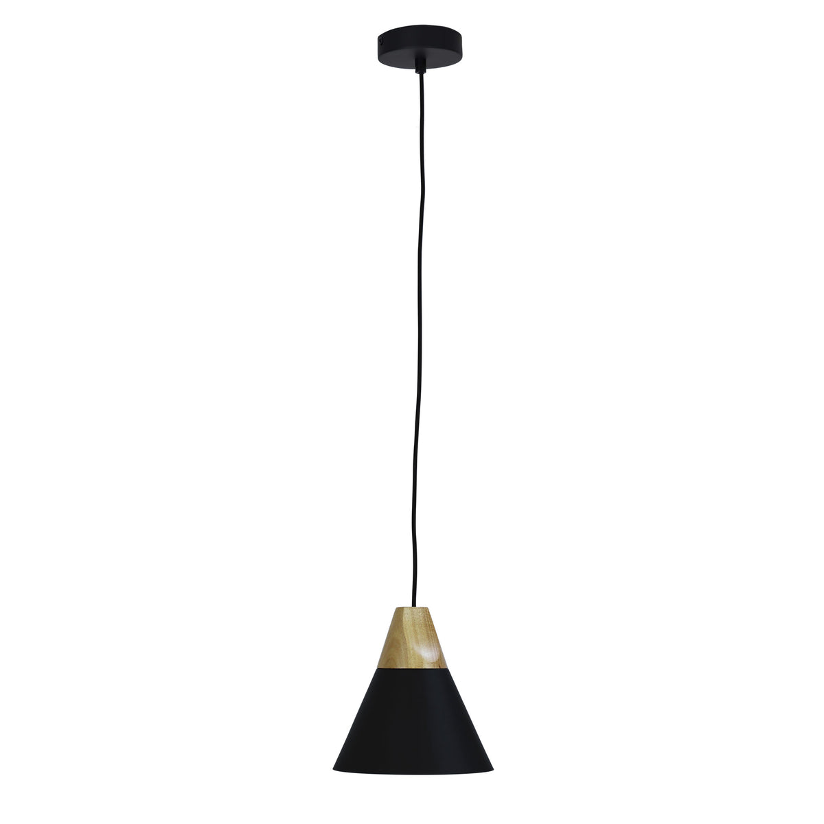 Trigo 20 Black & Timber Stylish Conical White Pendant