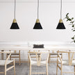 Trigo 20 Black & Timber Stylish Conical White Pendant