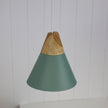 Trigo 20 Green & Timber Stylish Conical White Pendant
