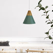 Trigo 20 Green & Timber Stylish Conical White Pendant