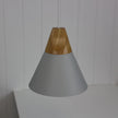 Trigo 20 Grey & Timber Stylish Conical White Pendant