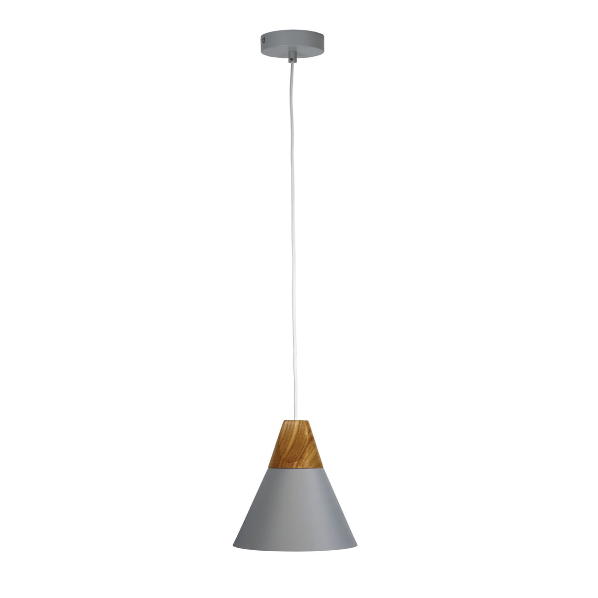 Trigo 20 Grey & Timber Stylish Conical White Pendant