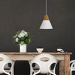 Trigo 20 White & Timber Stylish Conical White Pendant