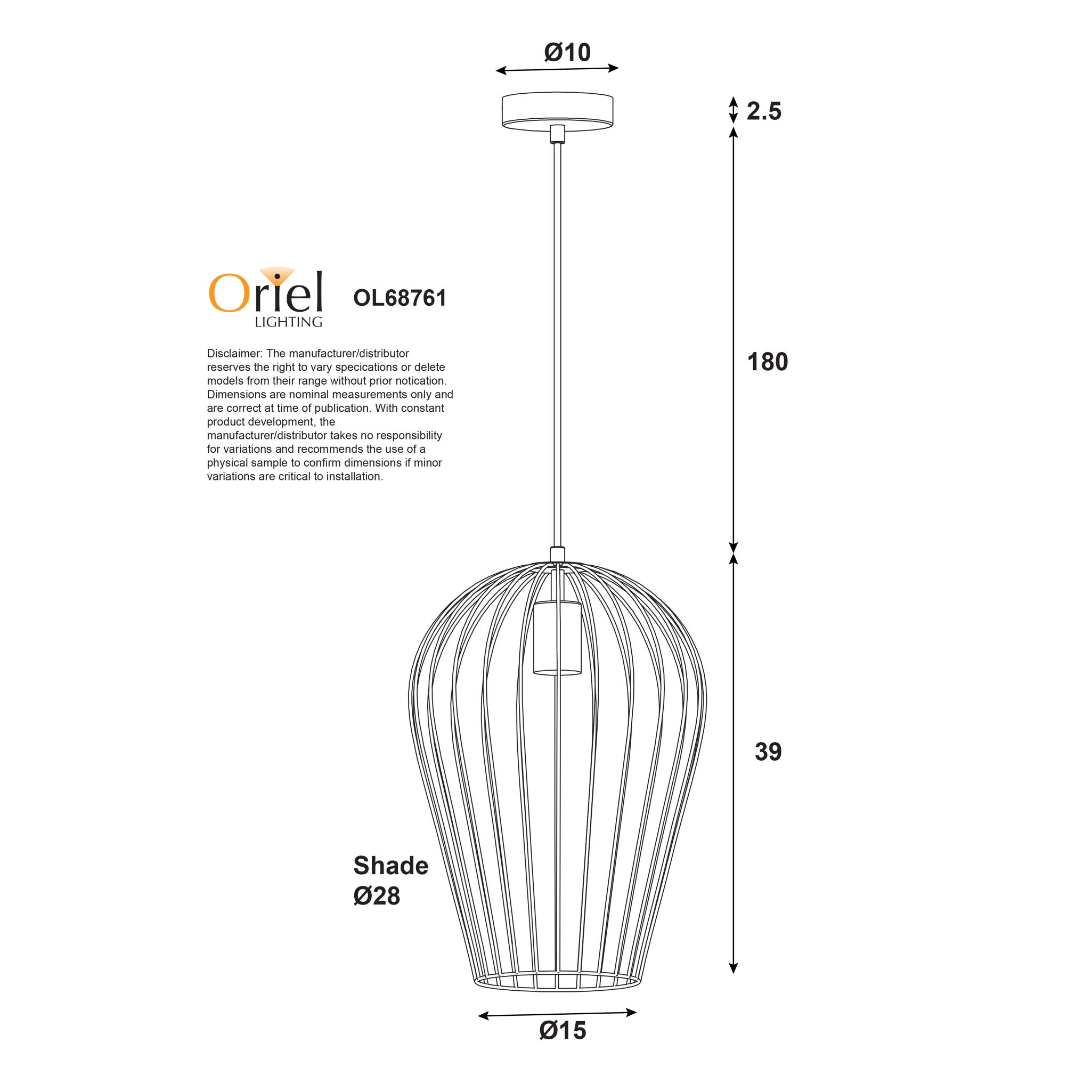 Olam.27 Black 1 Light Wire Pendant
