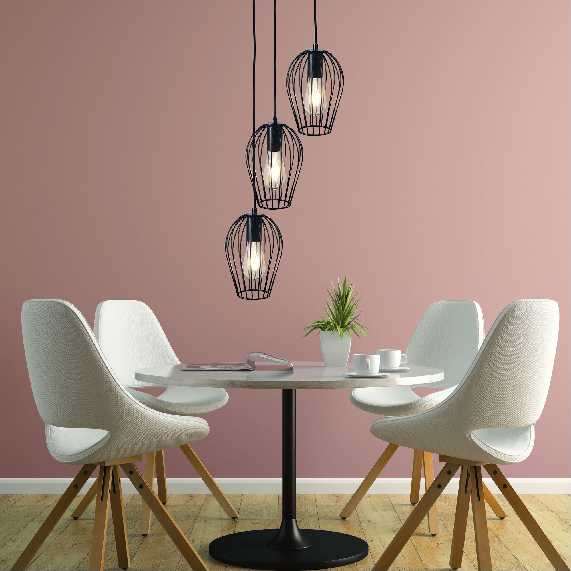 Olam Black 3 Light Cluster Wire Pendant