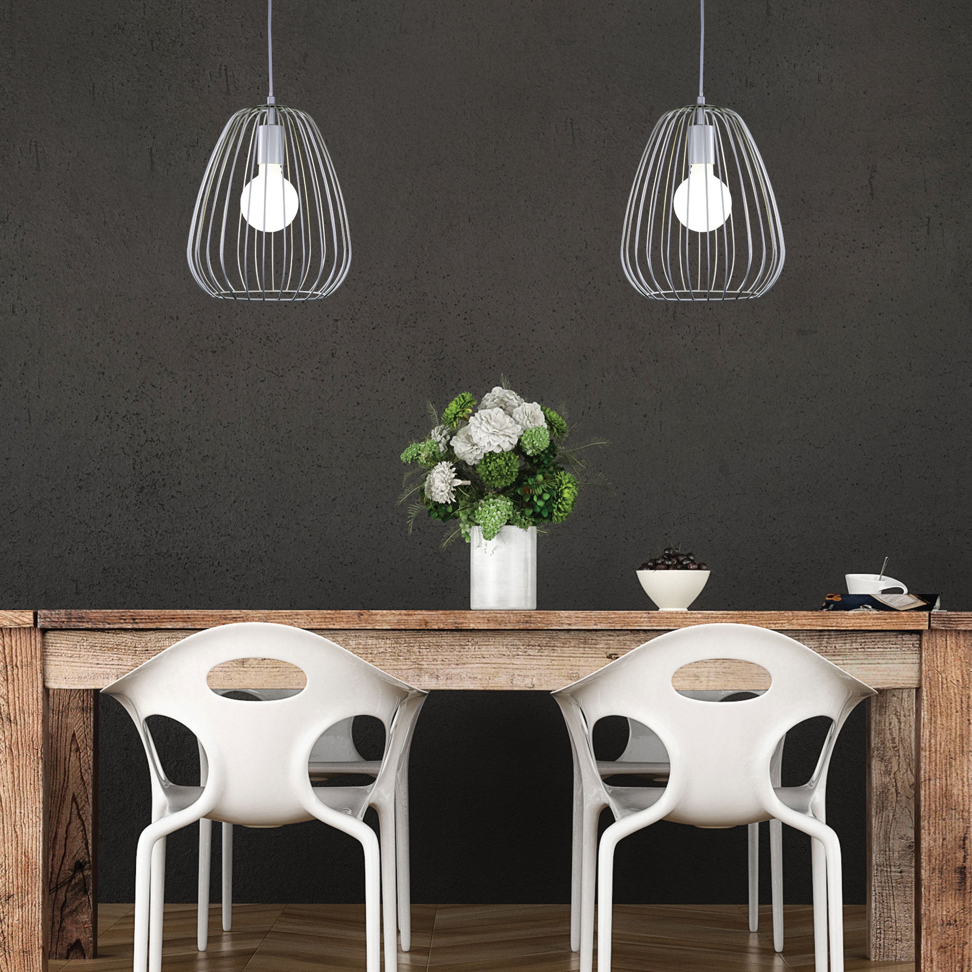 Pera.27 White Metal Wire Pendant