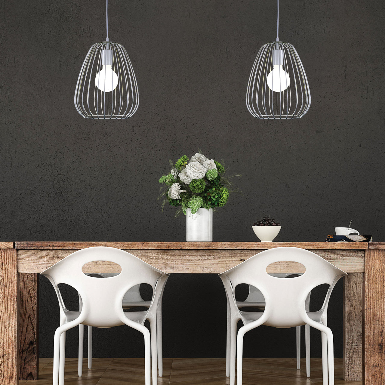 Pera.27 White Metal Wire Pendant