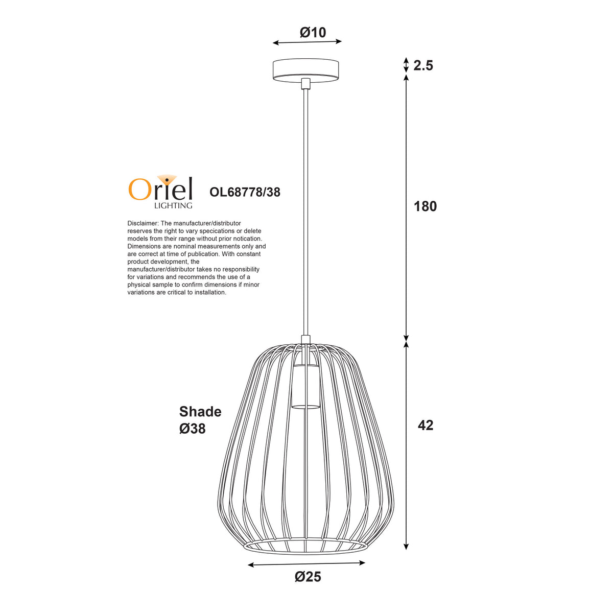 Pera 38 Black Metal Wire Pendant