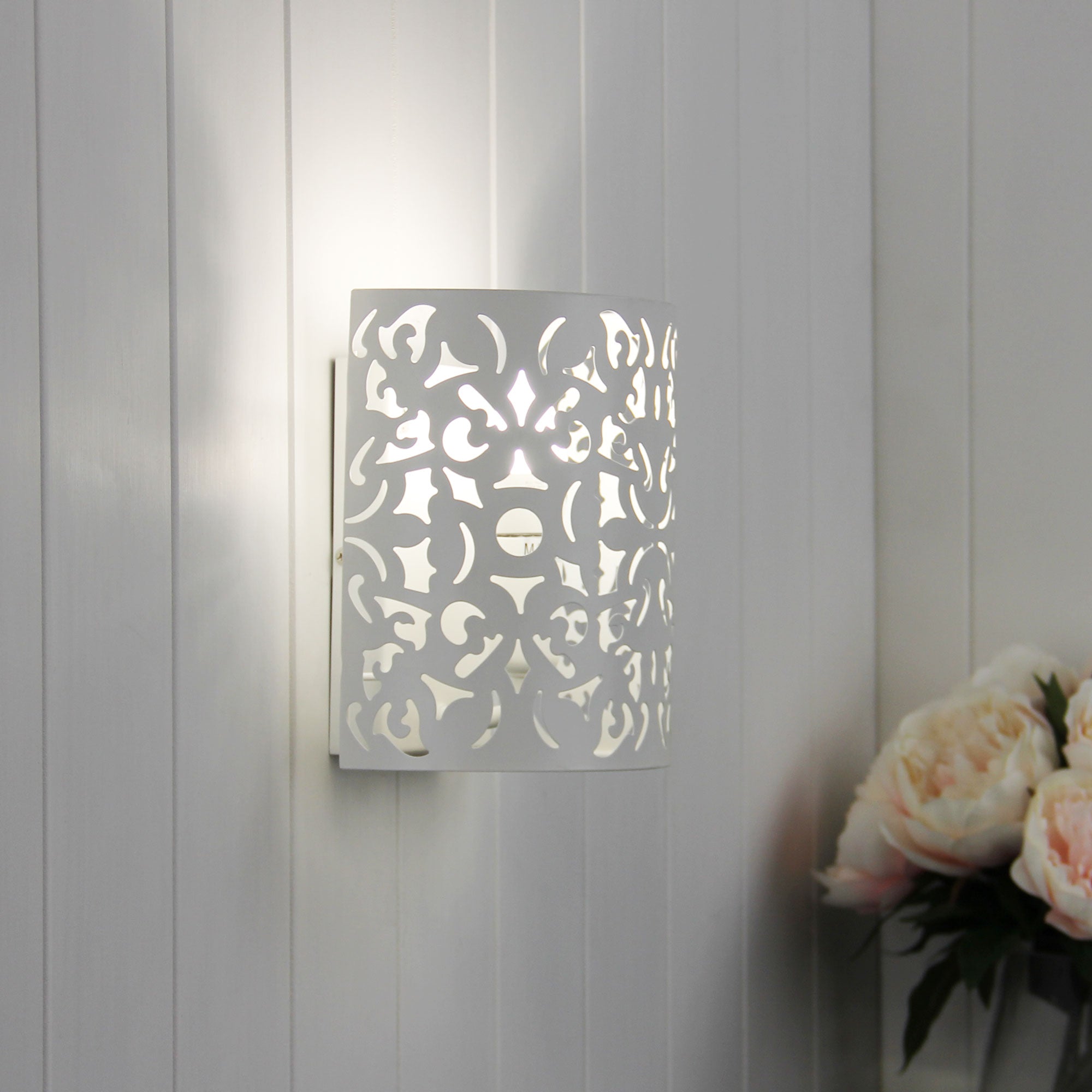 Vicky White Laser Cut Metal Wall Light