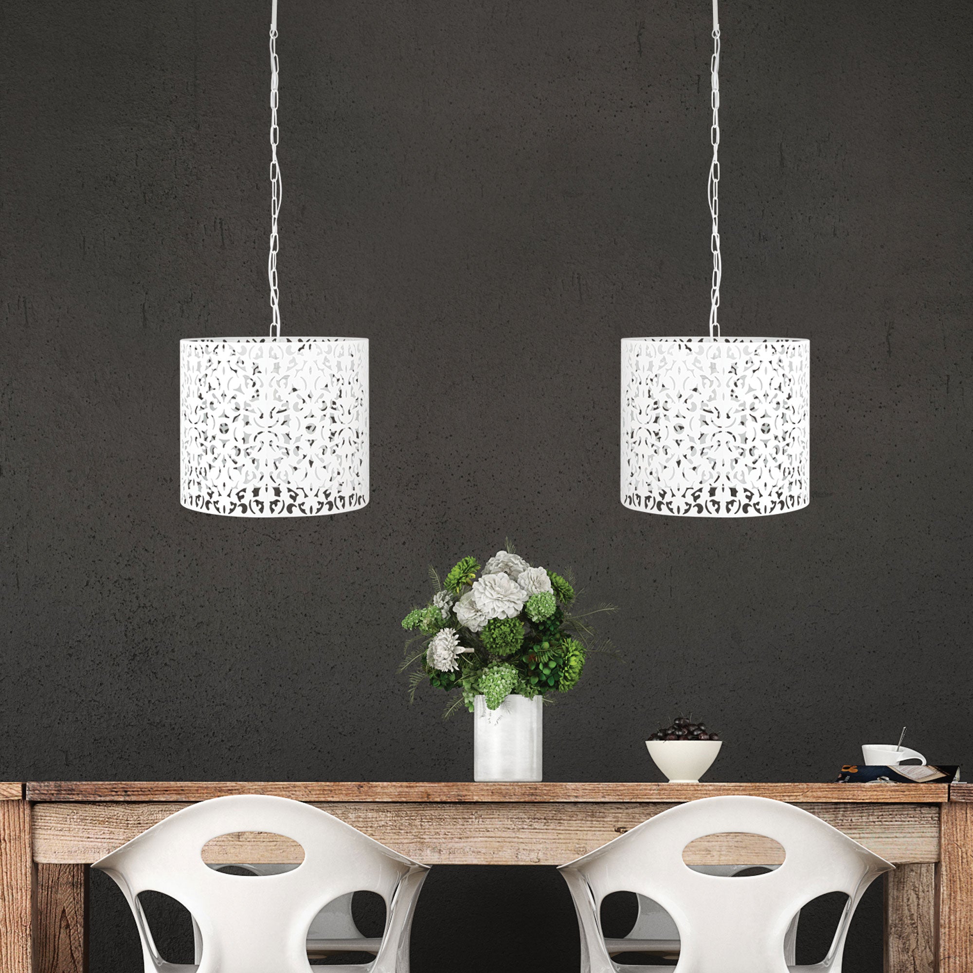 Vicky.35 White Laser Cut Metal Pendant