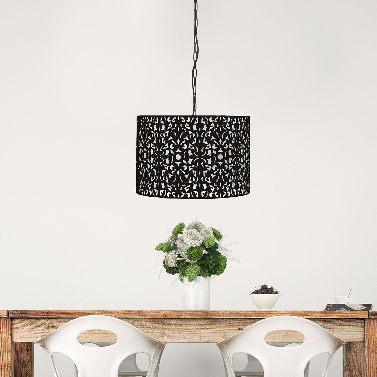 Vicky 45 Laser Cut Metal Pendant Black