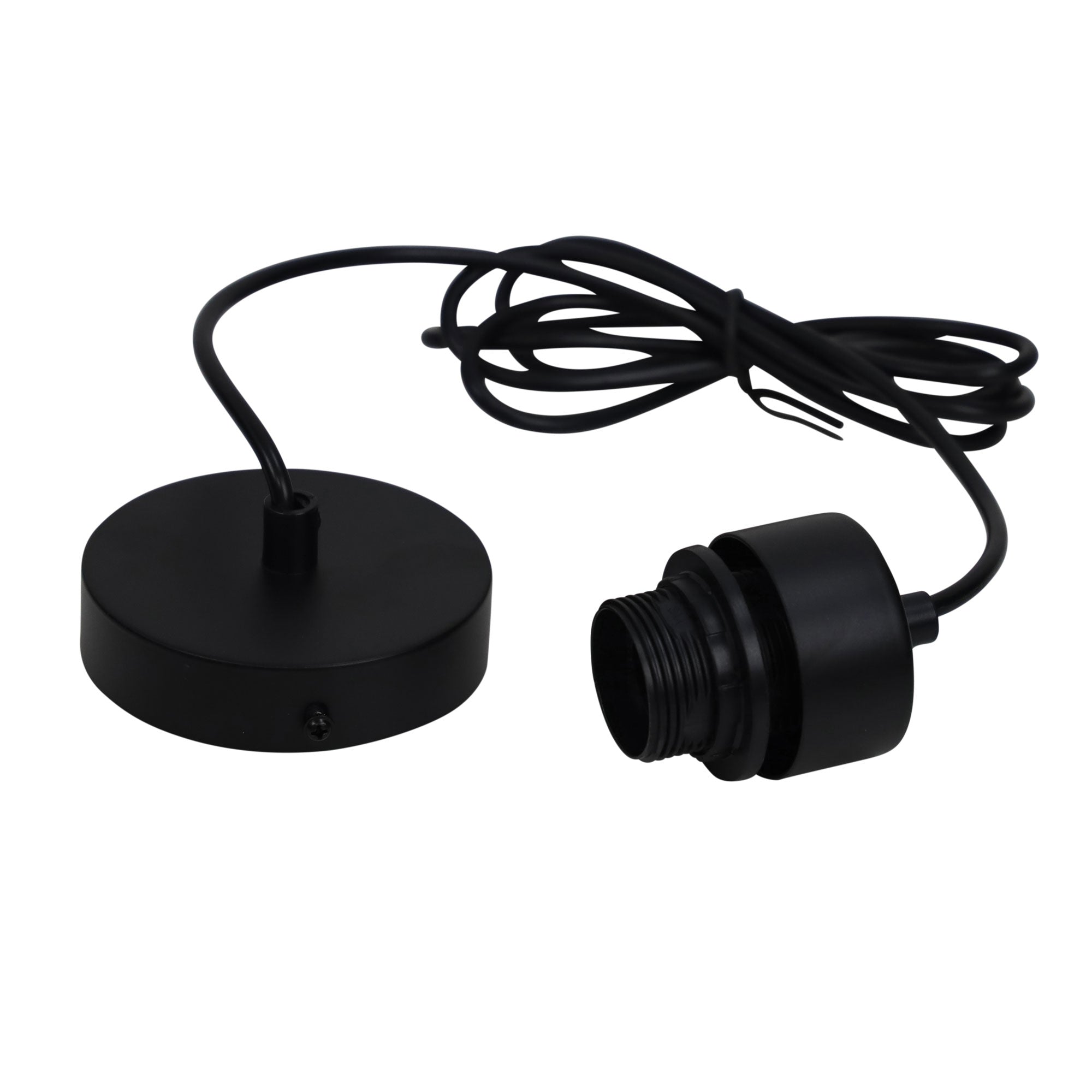 Parti Cord Black with Black Cord E27 180cm Suspension