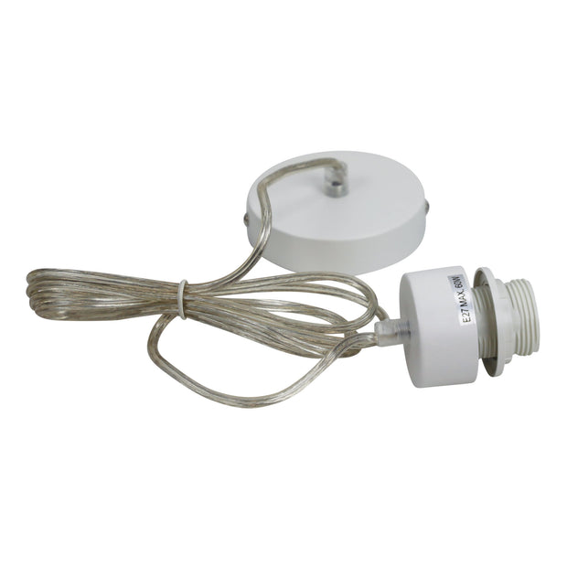 Parti Cord White with Clear Cord E27 180cm Suspension