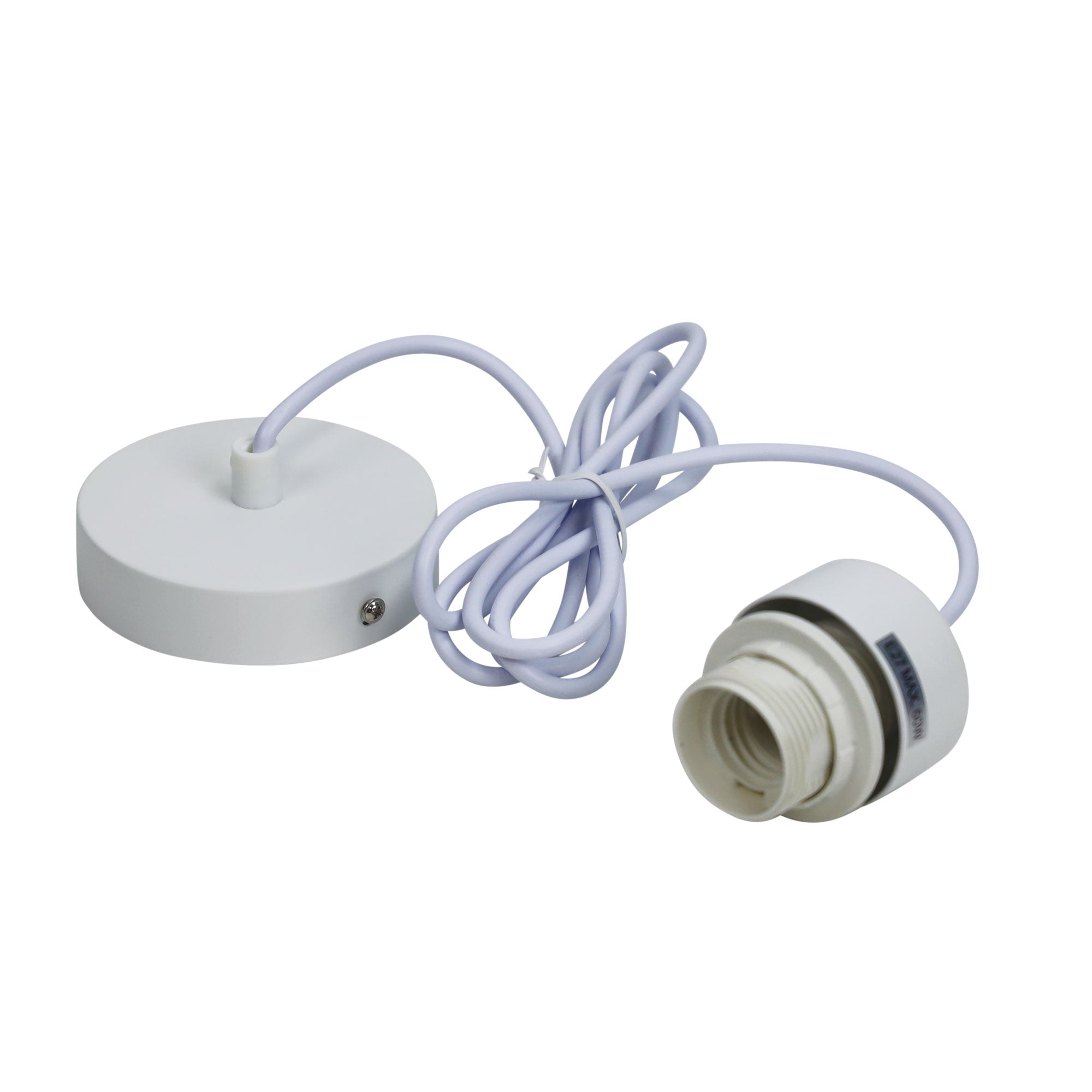Parti Cord White with White Cord E27 180cm Suspension