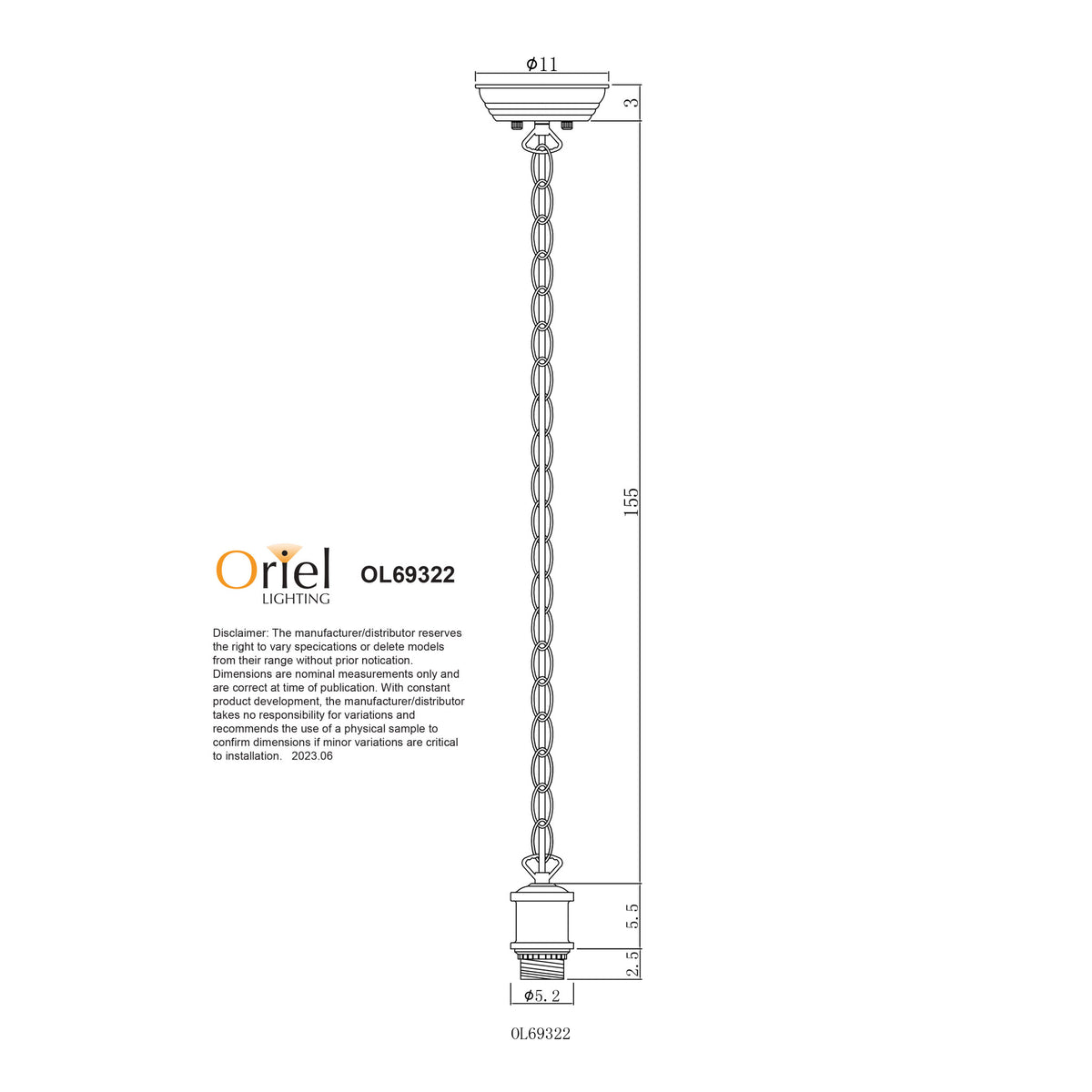 Albany White E27 Vintage Chain Suspension