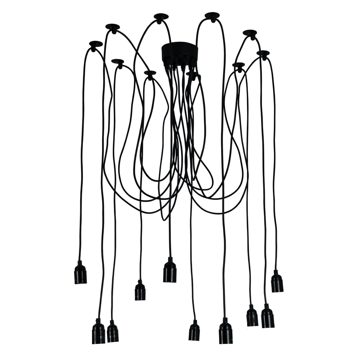 Philly 10 Light Black Retro Industrial Multi 180cm Suspension