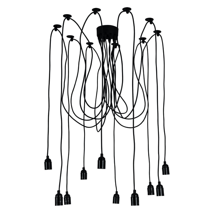 Philly 10 Light Black Retro Industrial Multi 180cm Suspension