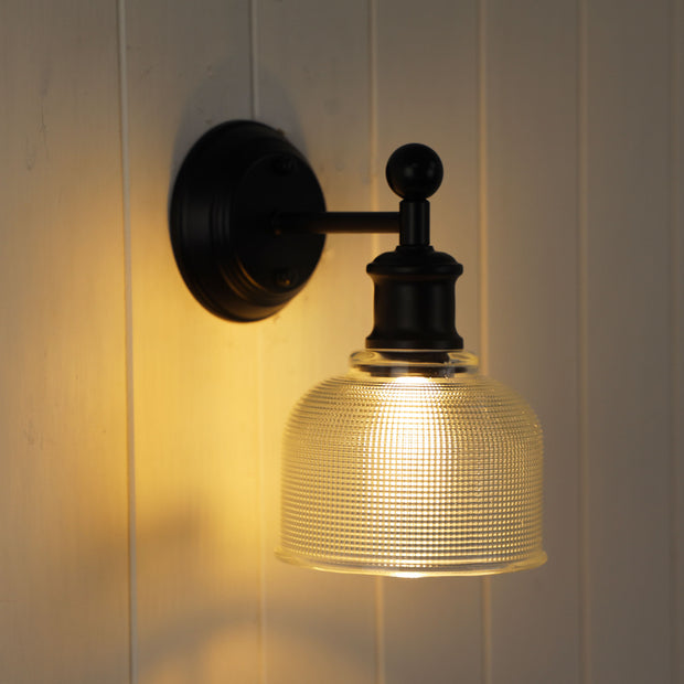 Brighton Black & Clear Glass E27 Wall Light