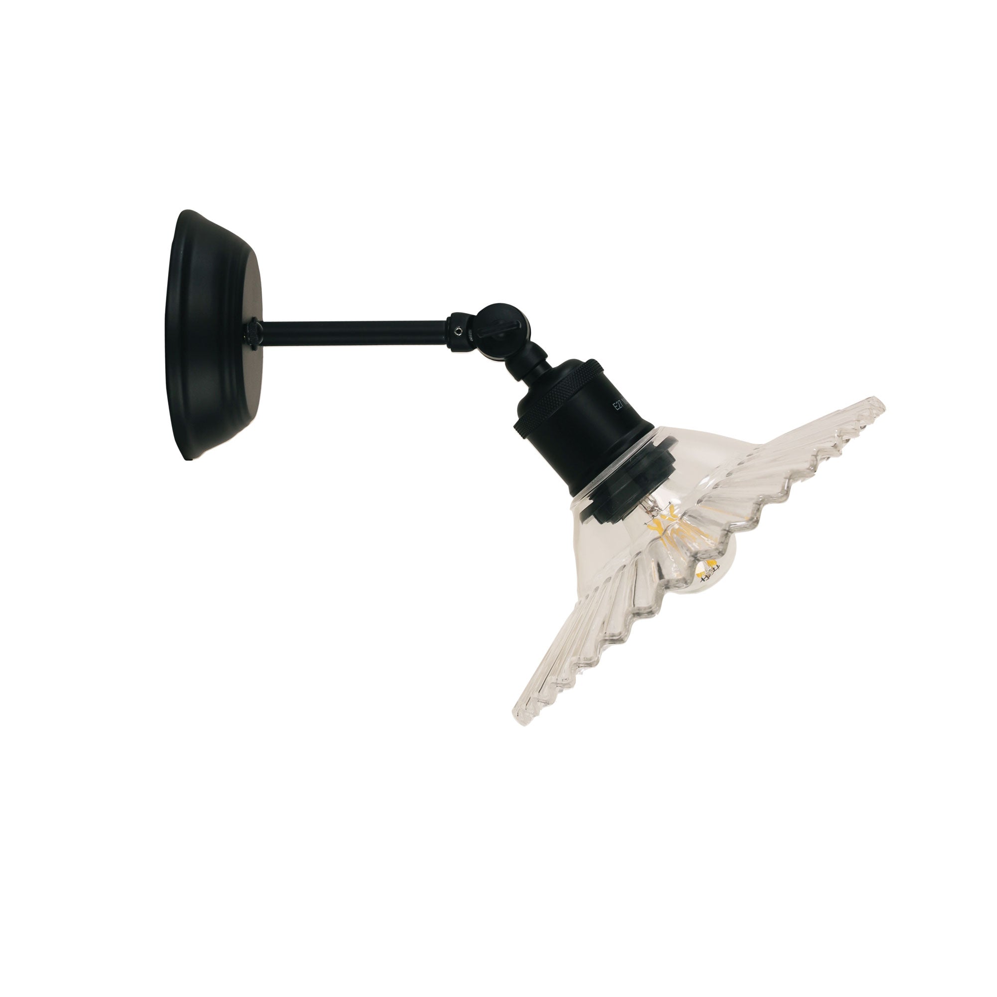 Croydon Clear Black Pleated Glass Wall Light