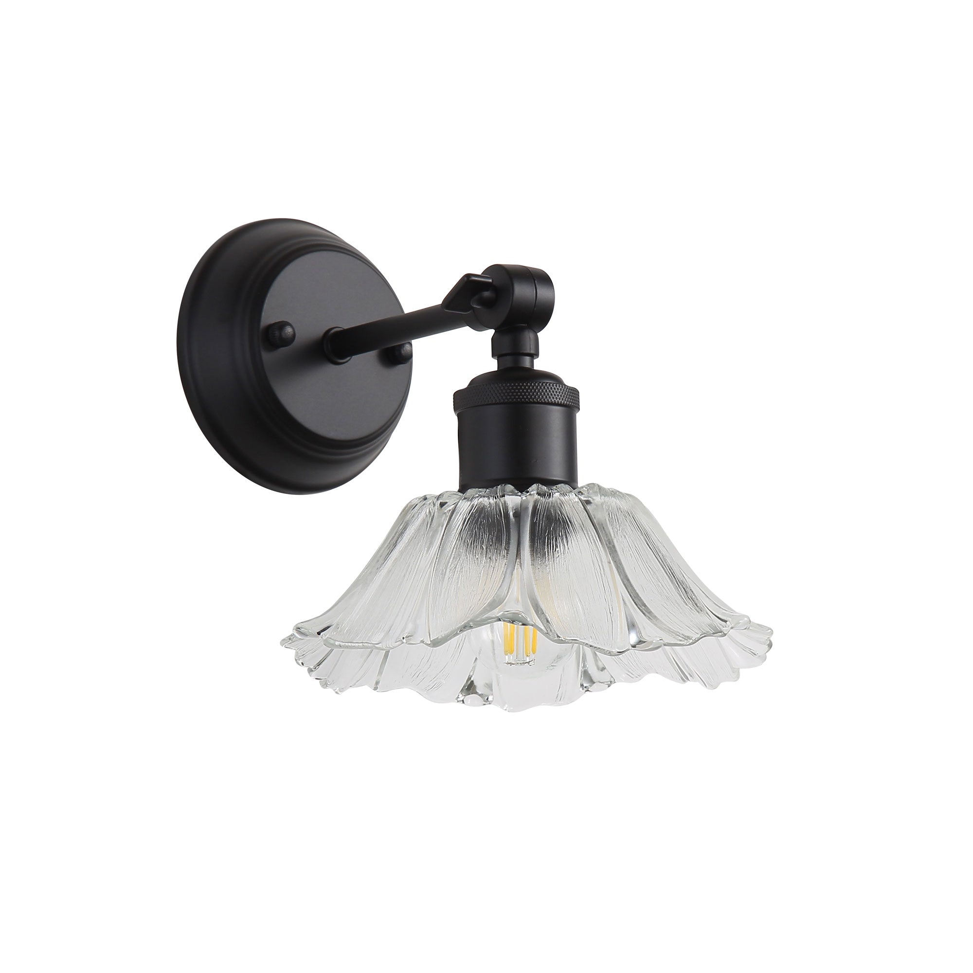 Fleur Clear Black Vintage Glass Wall Light