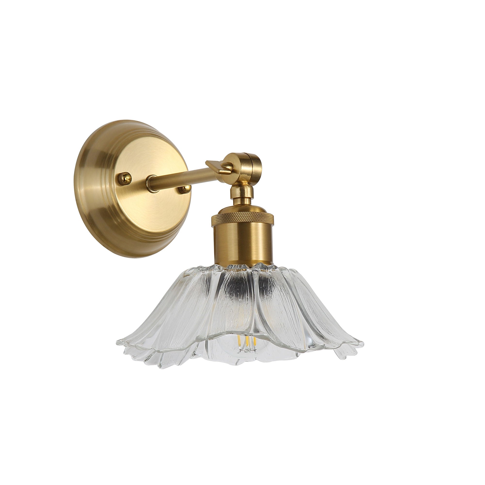 Fleur Clear Satin Brass Vintage Glass Wall Light