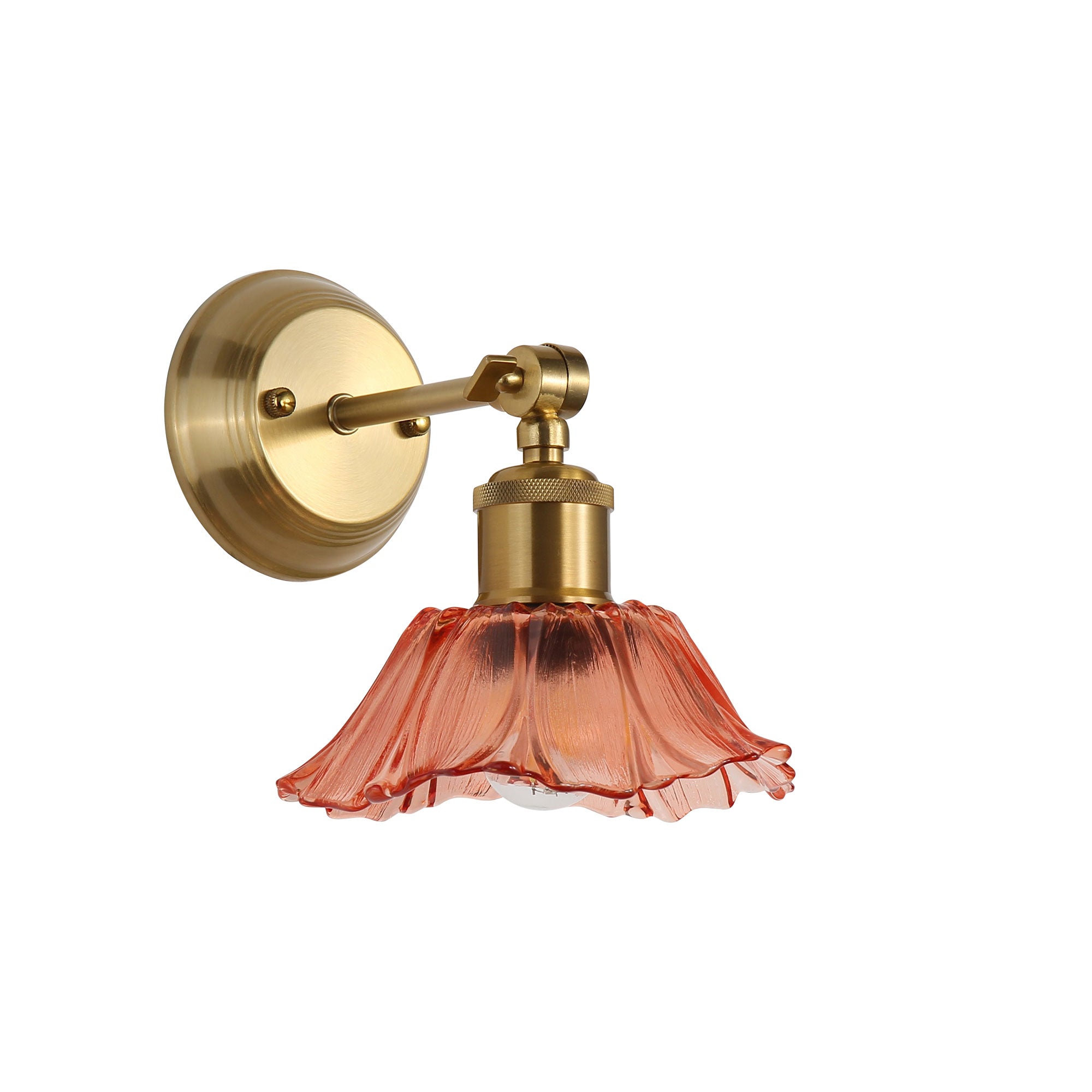 Fleur Pink Satin Brass Vintage Glass Wall Light