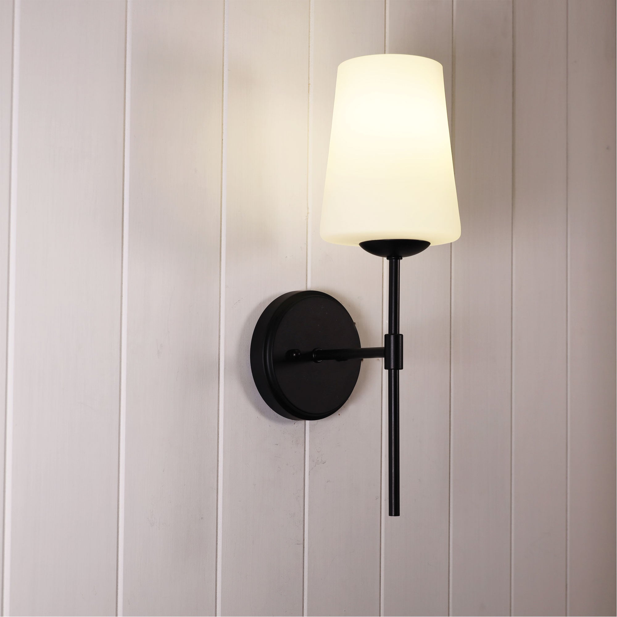 Kinbury Black & Opal Glass E27 Wall Light