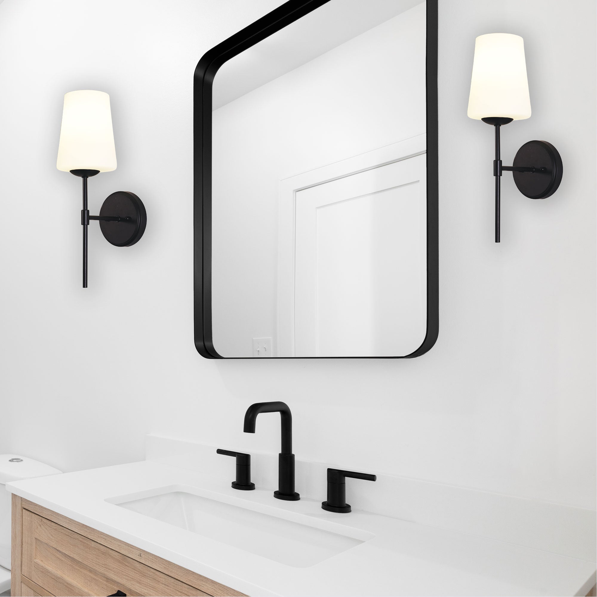 Kinbury Black Glass Wall Light