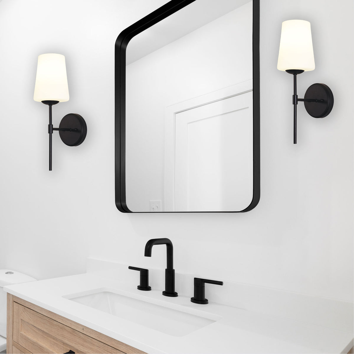 Kinbury Black Glass Wall Light