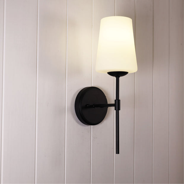 Kinbury Black & Opal Glass E27 Wall Light